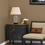 Настольная лампа с фарфоровым основанием нежно голубого цвета с золотистым цветочным рисунком и бежевым плиссированным абажуром Elstead Lighting варинант исполнения - 5 | Loft Concept в Костроме