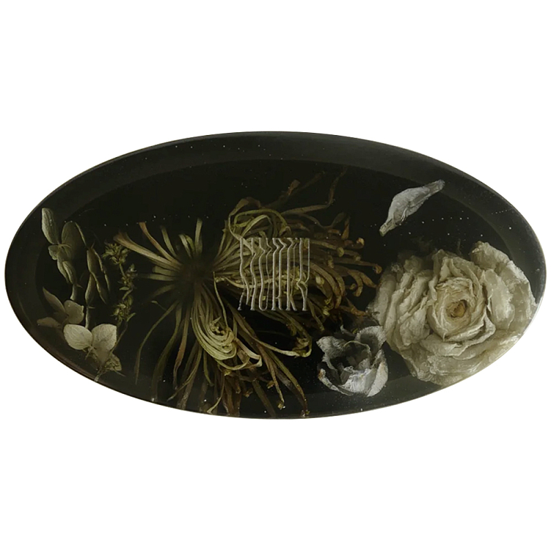 Шкатулка из эпоксидной смолы с цветами черная Epoxy Resin Oval Box Black Черный Шкатулка из эпоксидной смолы с цветами черная Epoxy Resin Oval Box Black Черный в Костроме | Loft Concept
