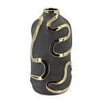 Ваза с золотыми акцентными полосами на черном матовом фоне Accent Tape варинант исполнения - 3 | Loft Concept в Костроме