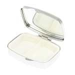 Таблетница карманная прямоугольная с 2-мя отделениями с зеркалом и накладкой из натурального камня Жадеит Silver Stone Pillboxes варинант исполнения - 3 | Loft Concept в Костроме