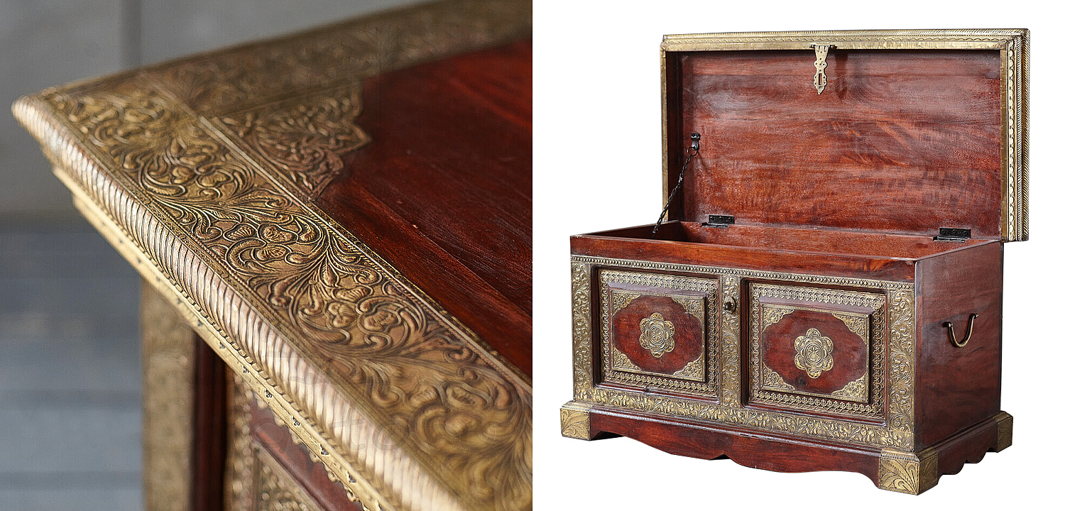 Сундук с латунной чеканкой Kanta Indian Inlaid Chest Сундук с латунной чеканкой Kanta Indian Inlaid Chest - Loft-Concept в Костроме