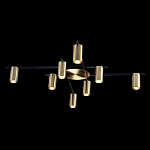 Потолочный светильник с 8-ю цилиндрическими плафонами цвета латунь TRIBES CHANDELIER варинант исполнения - 1 | Loft Concept в Костроме