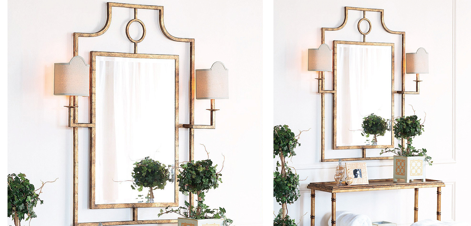 Зеркало с бра Mirror with Sconces Dairile Gold Зеркало с бра Mirror with Sconces Dairile Gold - Loft-Concept в Костроме