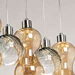 Люстра с 3-мя плафонами волнообразной формы цвета янтарь и 2-мя прозрачными шарообразными плафонами Lucid Rain  варинант исполнения - 8 | Loft Concept в Костроме