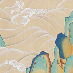 Обои ручная роспись Matsushima Waves Kano on Edo Straw India tea paper варинант исполнения - 2 | Loft Concept в Костроме