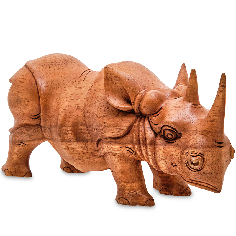 Статуэтка деревянная в виде носорога Rhino Horn Коричневый Статуэтка деревянная в виде носорога Rhino Horn Коричневый в Костроме | Loft Concept