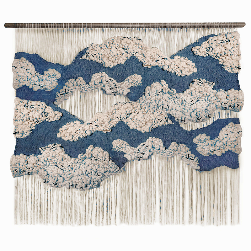 Большой дизайнерский Гобелен Misty Morning III Blue ivory ( слоновая кость ) Синий в Костроме | Loft Concept 