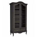 Шкаф книжный черный из массива бука со стеклянными дверцами и 5-ю полками Black Provence варинант исполнения - 1 | Loft Concept в Костроме