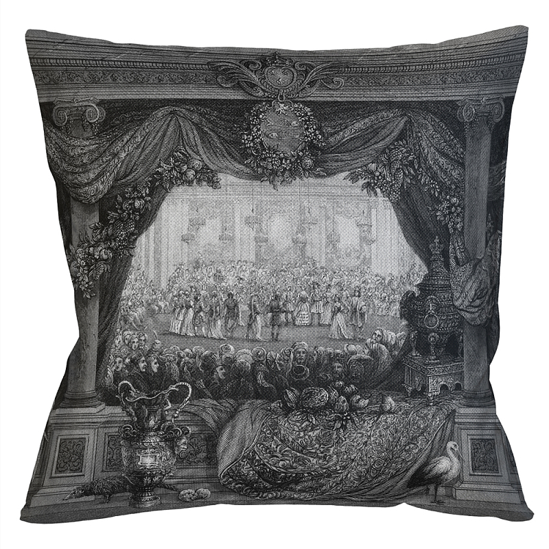 Декоративная подушка Tuileries Palace Pillow Черно-белый Бежевый Декоративная подушка Tuileries Palace Pillow Черно-белый Бежевый в Костроме | Loft Concept