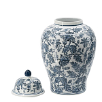 Ваза с крышкой и бело-синим цветочным узором Blue & White Ornament  варинант исполнения - 1 | Loft Concept в Костроме