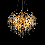 Люстра подвесная с прозрачными стеклянными подвесками в форме капель Диаметр 60 см Droplet Chandelier варинант исполнения - 9 | Loft Concept в Костроме