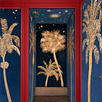 Обои с вышивкой ручной работы Deco Palms Original colourway on velvet варинант исполнения - 1 | Loft Concept в Костроме