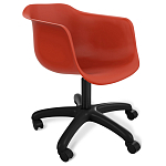 Стул пластиковый красного цвета на колесиках с подъемно-поворотным механизмом Eames Red варинант исполнения - 1 | Loft Concept в Костроме