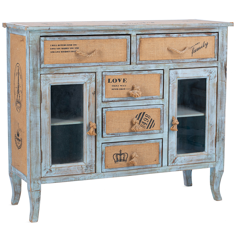 Комод в стиле прованс Beige-Blue Provence Бежевый Винтажный голубой Комод в стиле прованс Beige-Blue Provence Бежевый Винтажный голубой в Костроме | Loft Concept