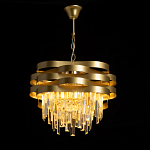 Люстра цвета матового золота с металлическими лентами и длинными прозрачными подвесками Gilded Waves варинант исполнения - 3 | Loft Concept в Костроме