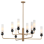 Люстра на штанге с 8-ю цилиндрическими матовыми плафонами и шарами из камня Orb Essence варинант исполнения - 5 | Loft Concept в Костроме