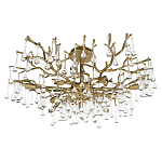 Потолочная люстра в виде ветвей деревьев золотого цвета с прозрачными подвесками-каплями Droplet Chandelier варинант исполнения - 3 | Loft Concept в Костроме