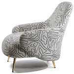 Кресло мягкое с принтом на золотистых ножках Onlooker варинант исполнения - 1 | Loft Concept в Костроме