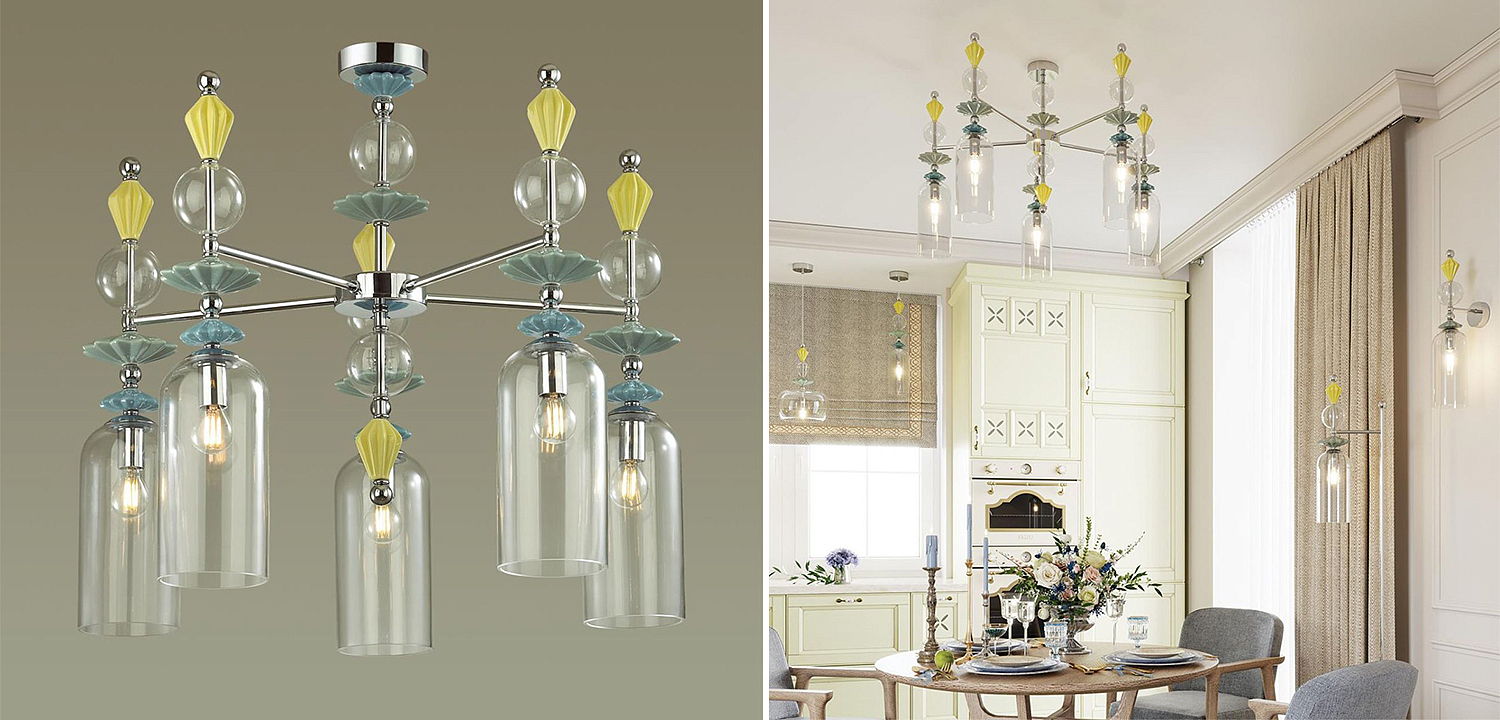 Люстра Iris Glass Chandelier candy 5 chrome Люстра Iris Glass Chandelier candy 5 chrome - Loft-Concept в Костроме