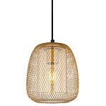 Подвесной светильник со стеклянным плафоном цилиндрической формы и металлической сеткой Metal Mesh Gold варинант исполнения - 1 | Loft Concept в Костроме