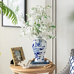 Ваза с бело-синей росписью и изображением цветов Blue & White Ornament варинант исполнения - 5 | Loft Concept в Костроме