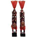 Комплект из 2-х деревянных статуэток Asmat Red Straw Headdress Statuettes Red Gold варинант исполнения - 1 | Loft Concept в Костроме