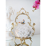 Конфетница с бронзовой ручкой и фарфоровой птичкой на крышке Eden Garden варинант исполнения - 4 | Loft Concept в Костроме