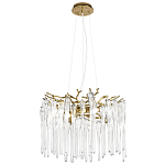 Люстра подвесная круглая в виде ветвей деревьев бронзового цвета с прозрачными подвесками-каплями Droplet Chandelier варинант исполнения - 3 | Loft Concept в Костроме