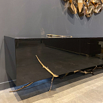 Дизайнерский комод чёрный глянцевый с основанием в виде золотых ветвей Meta Credenza  варинант исполнения - 3 | Loft Concept в Костроме