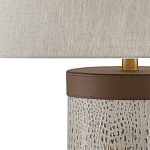 Настольная лампа с тканевым абажуром и основанием из кожи Leather Column варинант исполнения - 1 | Loft Concept в Костроме