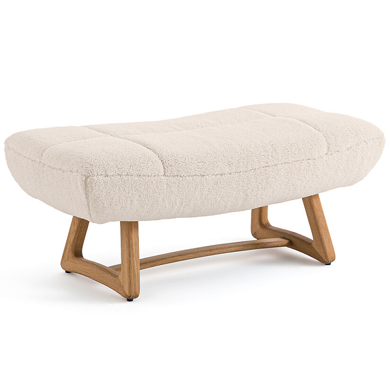 Оттоманка с обивкой букле Lino White Boucle Ottoman Золотой дуб Молочный Оттоманка с обивкой букле Lino White Boucle Ottoman Золотой дуб Молочный в Костроме | Loft Concept