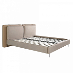 Кровать двуспальная серая с изголовьем из экокожи и ткани Modern Look варинант исполнения - 4 | Loft Concept в Костроме