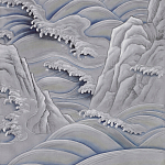 Обои ручная роспись Matsushima Waves Hokusai on Gun Metal dyed silk варинант исполнения - 2 | Loft Concept в Костроме