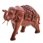 Статуэтка из дерева суар в виде слона в традиционном облачении Elephant in blanket варинант исполнения - 1 | Loft Concept в Костроме