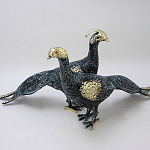 Статуэтка бронзовая пара Павлины синие Bronze Birds варинант исполнения - 1 | Loft Concept в Костроме