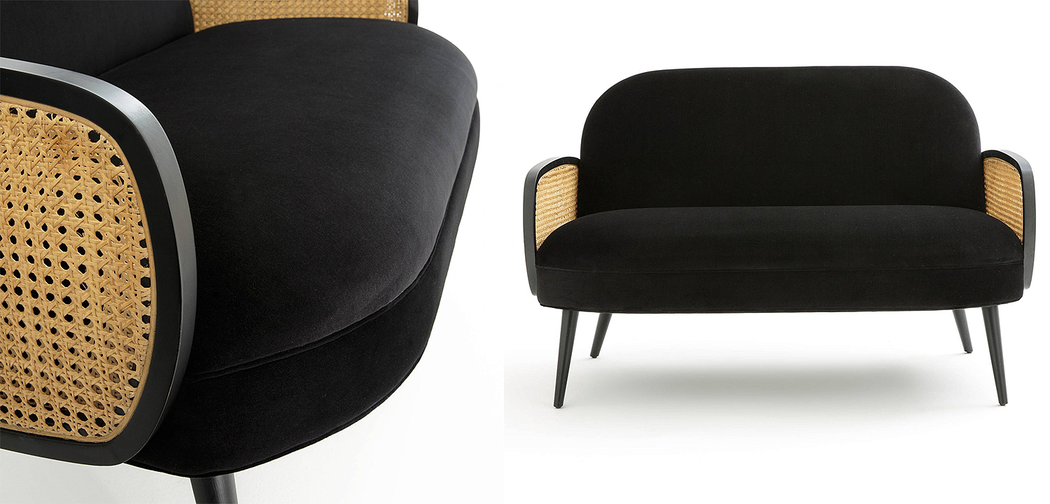 Диван Morten Wicker Black Sofa Черный Диван Morten Wicker Black Sofa Черный - Loft-Concept в Костроме