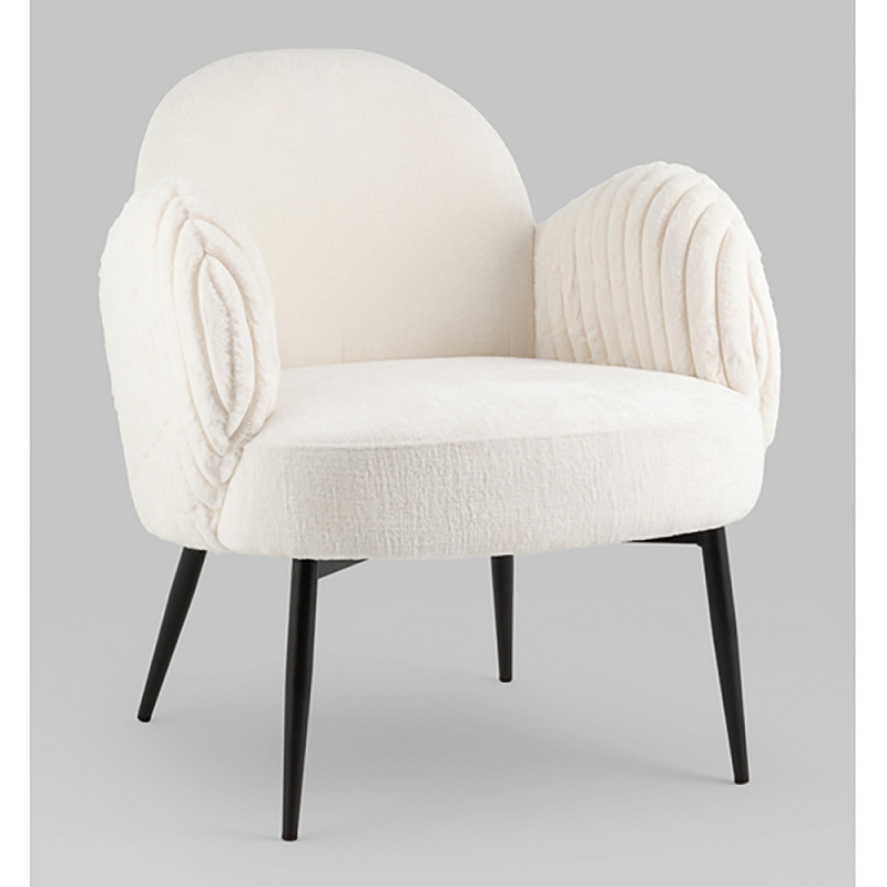 Полукресло Wave Stripes букле белый Белый Черный в Костроме | Loft Concept 