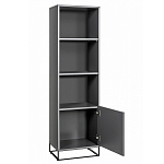 Стеллаж книжный цвета графит с 3-мя открытыми полками и дверкой Strict Lines варинант исполнения - 2 | Loft Concept в Костроме