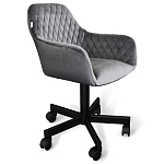 Стул с мягкой серой обивкой из велюра и подъемно-поворотным механизмом на черных колесиках Harper Gray варинант исполнения - 1 | Loft Concept в Костроме