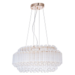 Люстра подвесная многослойная с прозрачными хрустальными трубками и золотистым каркасом Hexagon Tube Light варинант исполнения - 1 | Loft Concept в Костроме