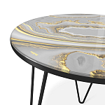 Стол журнальный c круглой столешницей из стекла серого цвета Gray and Gold Marble варинант исполнения - 3 | Loft Concept в Костроме