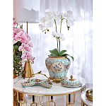 Блюдо из голубого фарфора с бронзовой ручкой в виде ветки Blue Garden варинант исполнения - 4 | Loft Concept в Костроме