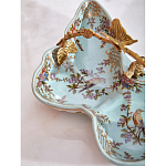 Блюдо из голубого фарфора с бронзовой ручкой в виде ветки Blue Garden варинант исполнения - 6 | Loft Concept в Костроме