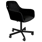 Стул с мягкой черной обивкой из велюра и подъемно-поворотным механизмом на колесиках Harper Black варинант исполнения - 1 | Loft Concept в Костроме