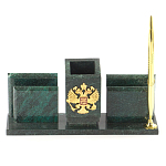 Настольный письменный набор из змеевика с визитницами и ручкой Successful Leader варинант исполнения - 1 | Loft Concept в Костроме