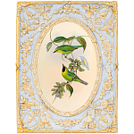 Декоративный постер с изображением птиц в раме с рельефным растительным узором Blooming Birds Poster варинант исполнения - 8 | Loft Concept в Костроме