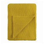 Плед из хлопка жемчужной вязки горчичного цвета Waffle Comfort варинант исполнения - 1 | Loft Concept в Костроме