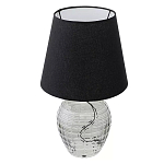 Настольная лампа с черным тканевым абажуром и фактурным прозрачным основанием Black Cone варинант исполнения - 1 | Loft Concept в Костроме