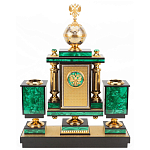 Настольный письменный набор из малахита и долерита с декором в виде герба России Leader Organizer варинант исполнения - 3 | Loft Concept в Костроме