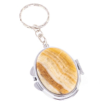 Зеркало брелок карманное двухстороннее из натурального камня Оникс Silver Stone Mirrors варинант исполнения - 1 | Loft Concept в Костроме